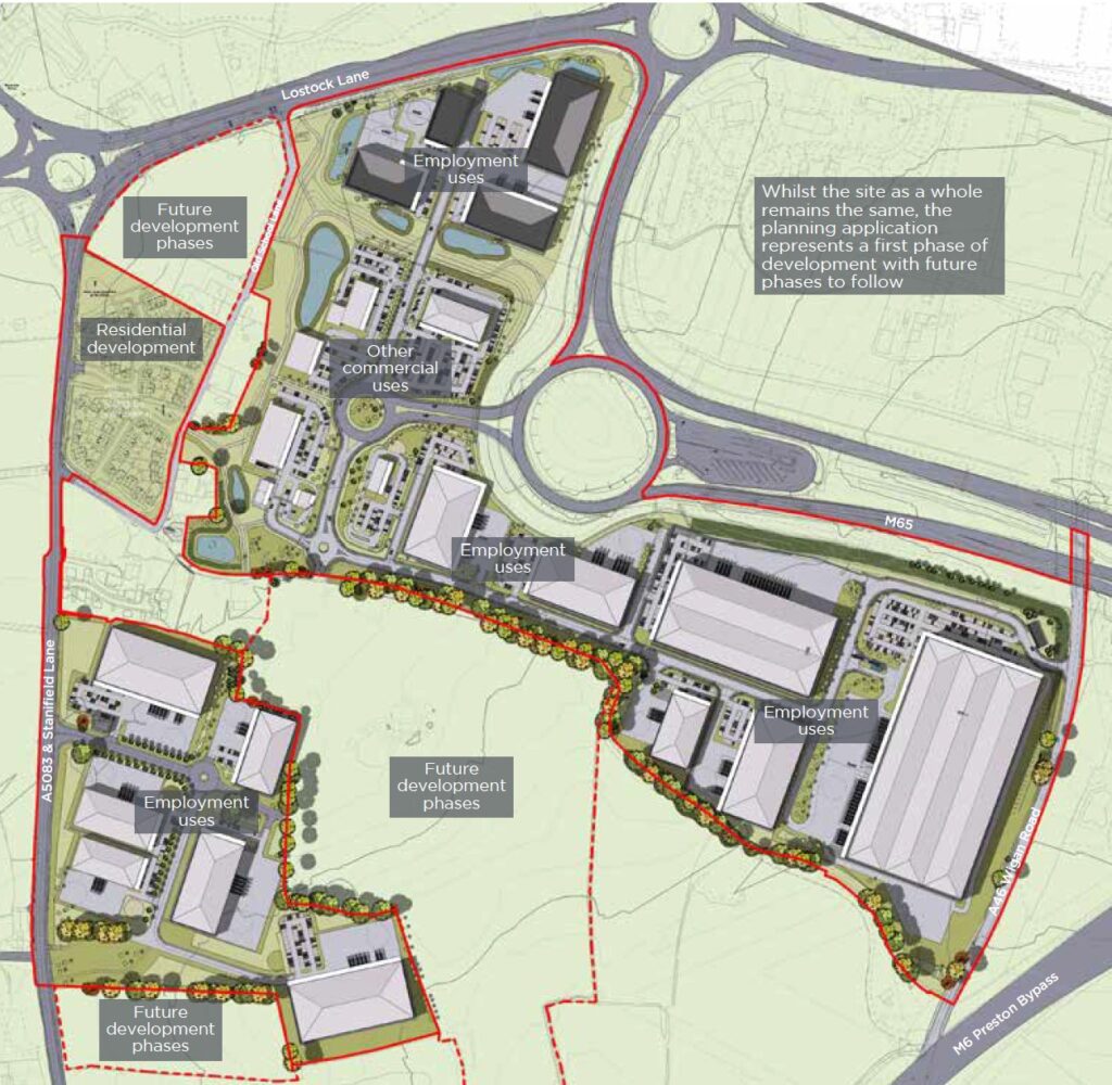 Map of development plan for Lancashire Central at Cuerden